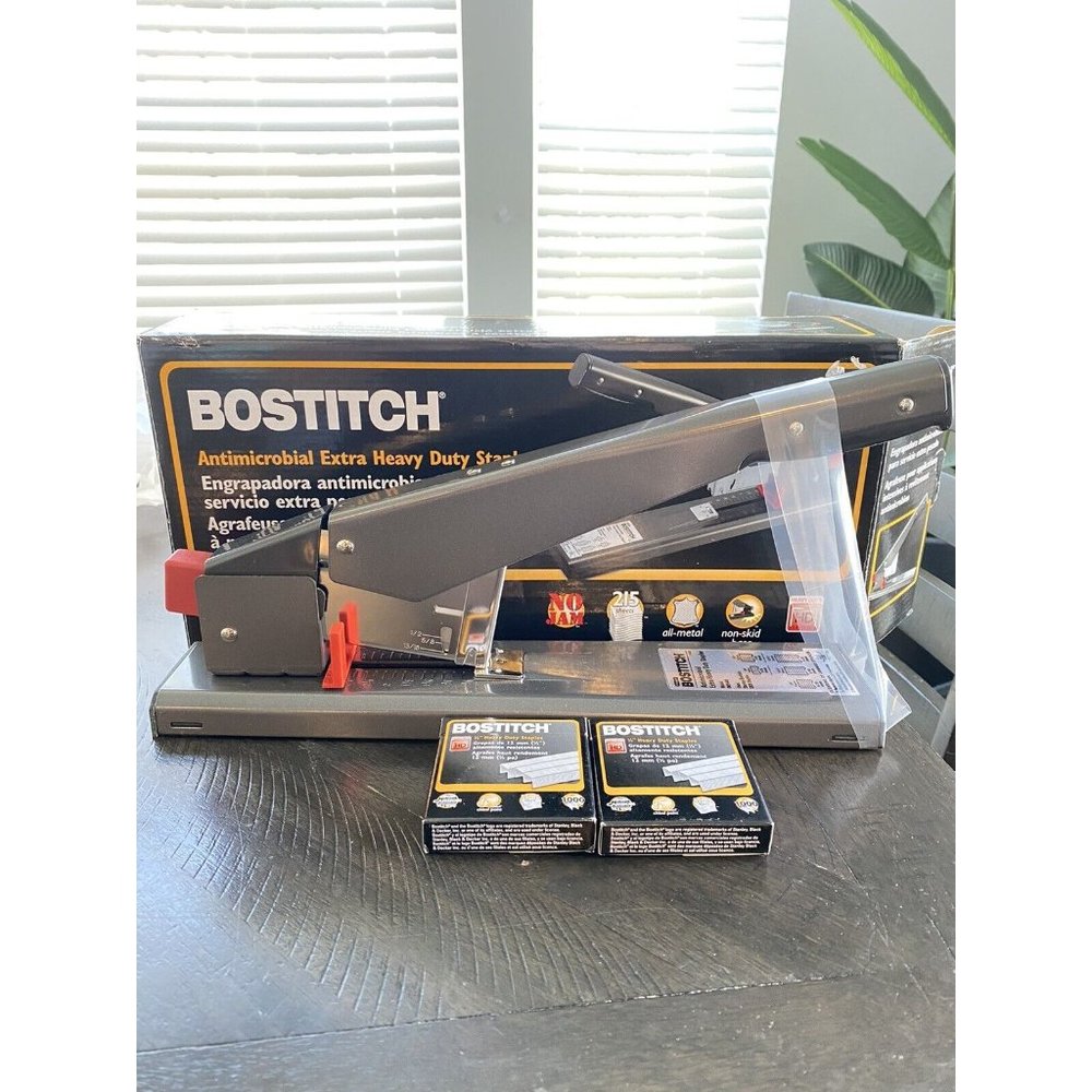Bostitch Antimicrobial Extra Heavy Duty Stapler/ 215 Sheets With 2 Packs Of Stap